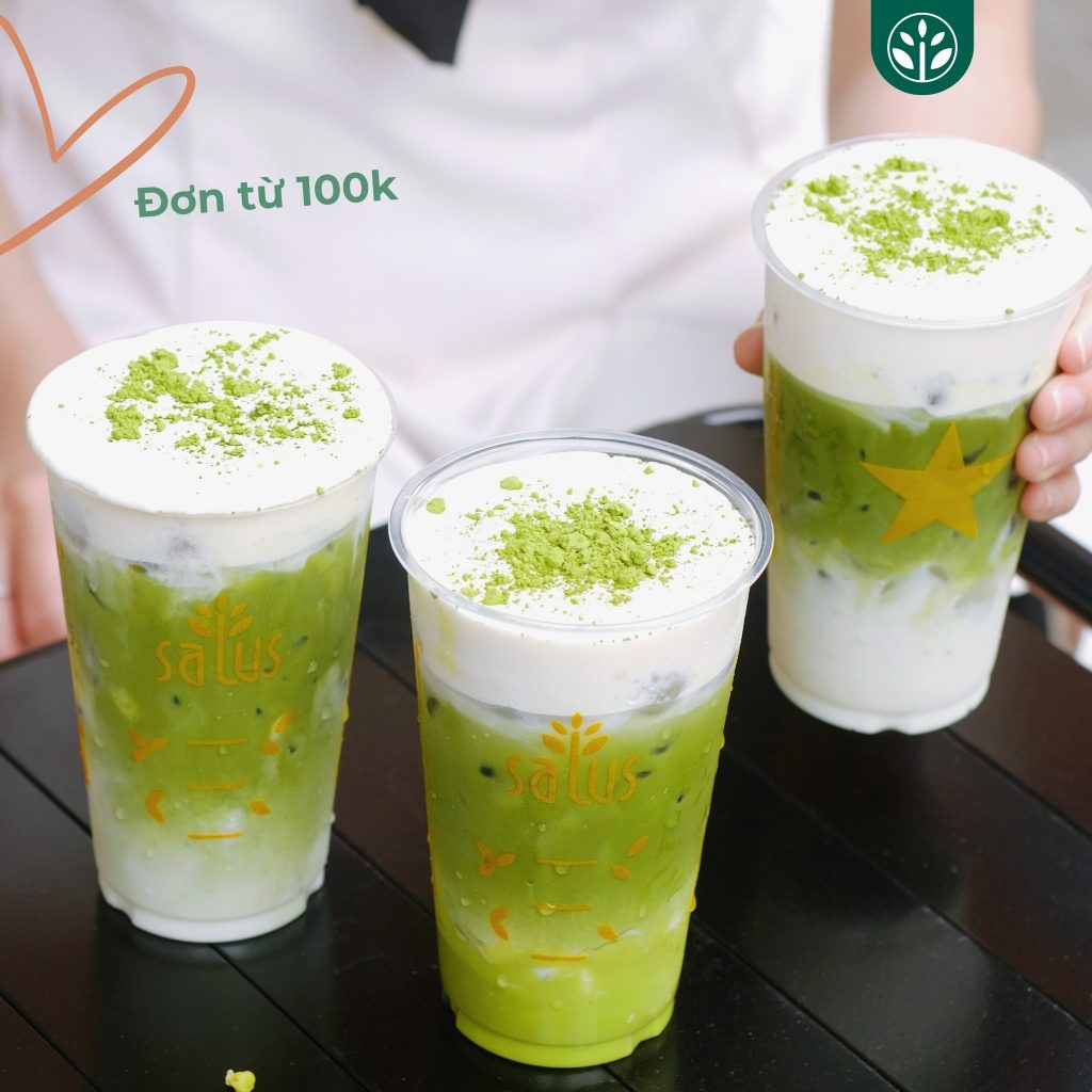 Ly tim 500ml in logo đựng trà sữa matcha cho quán tại Đà Nẵng